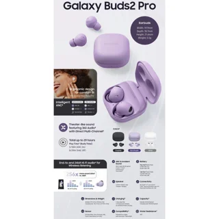 هدفون بلوتوثی سامسونگ مدل Galaxy Buds2 Pro با نویز کنسلینگ فعال (ANC)، درگاه شارژ USB Type 101663348