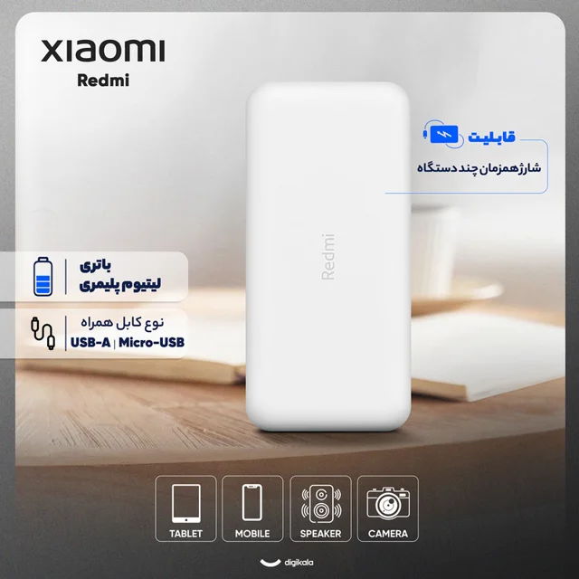 پاوربانک 18 وات شیائومی مدل Redmi ظرفیت 20000 میلیآمپرساعت 101716858